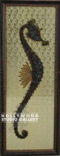 44X17 VINT. SEAHORSE-PEBBLES ON GLD