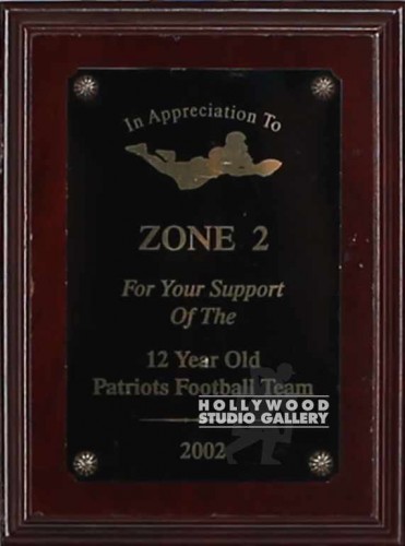 8" FOOOTBALL PLAQUE WOOD/BLACK