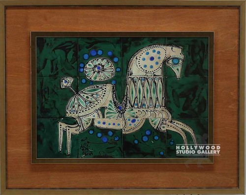 27X34 TILE HORSE(DUPE FX89)WOOD/GLD