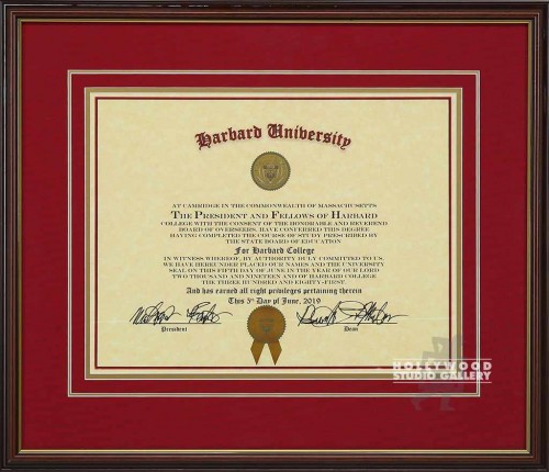 21X25 HARBARD UNIV. DIPLOMA/WOOD