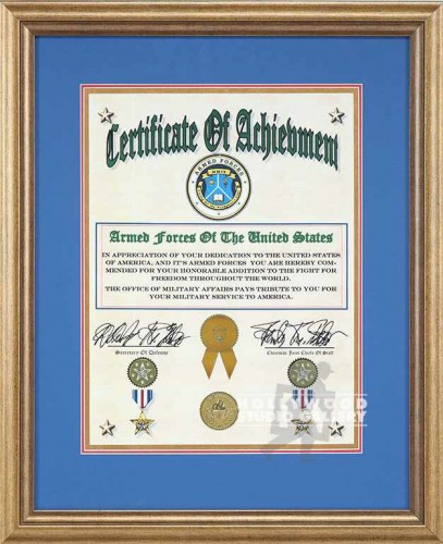 24X20 ARMED FORCES CERT./GOLD/WD.