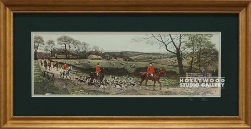 18x34 ANTQ. HUNT PRINT GOLD SCOOP