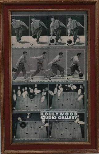 15x10 B W Bowling Man w Pins Frmd