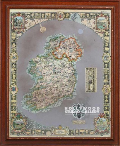 38x31 Map Of Ireland Brwn Frm