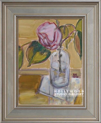 17x14 Mansour Single Rose Slvr Frme