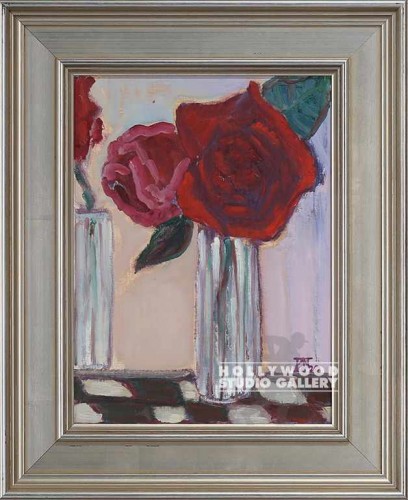 17x14 Mansour Red Floral Slvr Frame