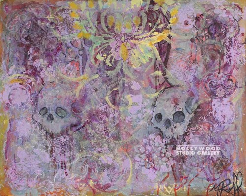 24x30 R. Krafft Violet Skulls Cnvs
