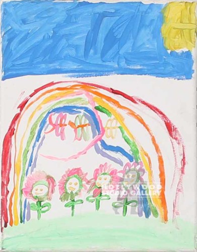 14x11 Rainbow Flowers Unfrmd Cnvs