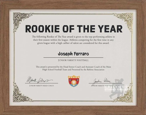 10x12 Rookie of..Year Football Brwn