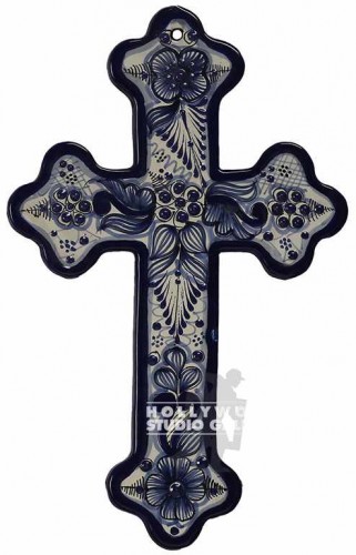 15X9 Blue ceramic cross