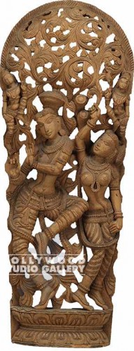 43x15 Hindu Wood Relief/Carving