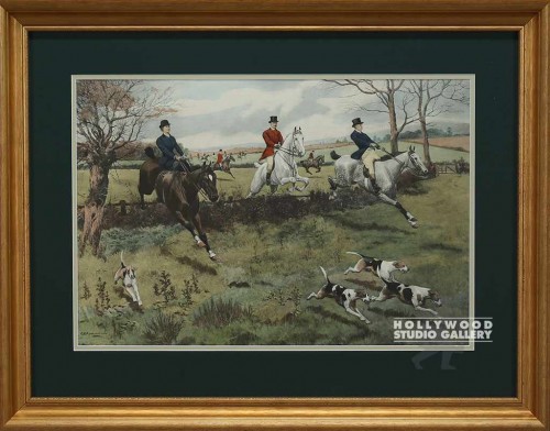 25x31 HUNT PRINT-GRN MAT/GOLD SCOOP