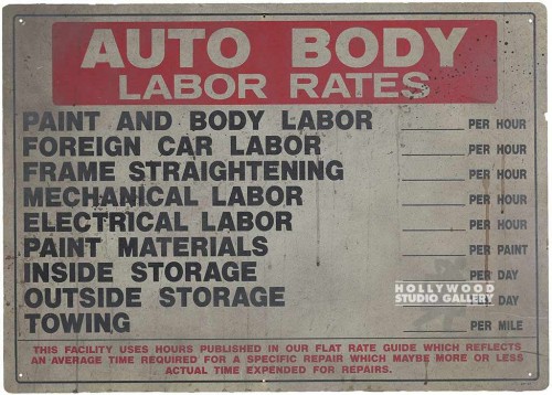 20x28 AUTO BODY LABOR RATES SIGN