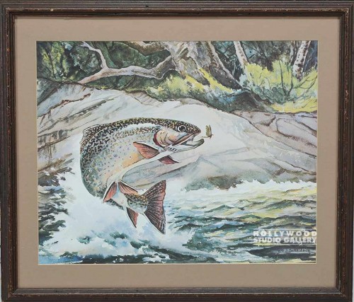 19x22 Jumping Trout Print