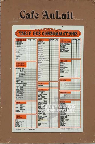 32x21 Café AuLait/French Menu
