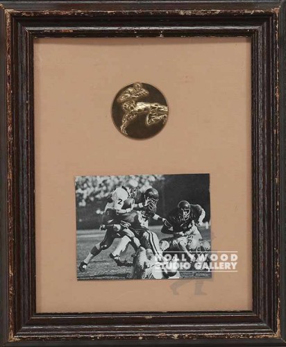 12x10 B/W FOOTBALL PHOTO W/EMBLEM