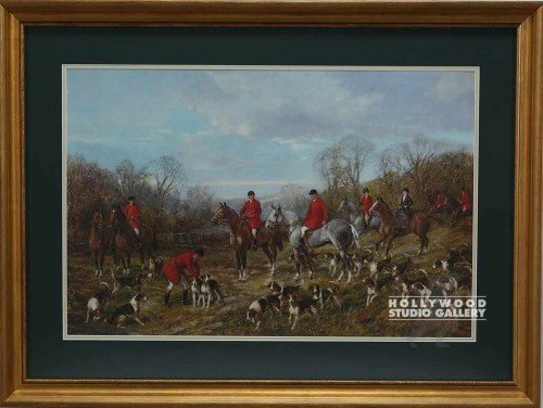 28x37 HUNT PRINT-GRN MAT/GOLD SCOOP