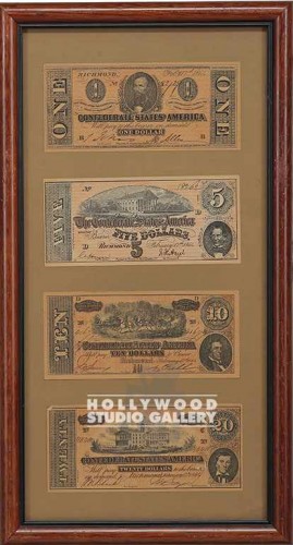 11x20Confederate Money (4) Brwn Frm