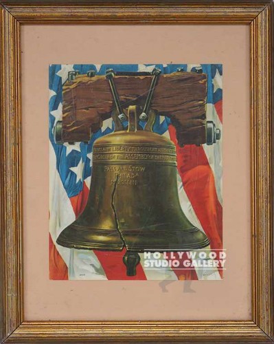 16X13 LIBERTY BELL PRINT/GOLD WOOD