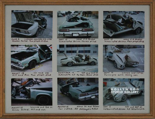 17x23- 9 CAR CRASH PHOTOS/LIGHT WOOD