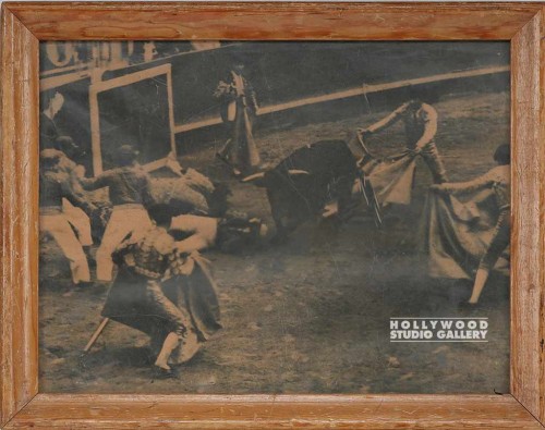 9X12 BULL FIGHTING BXW PHOTO WOOD