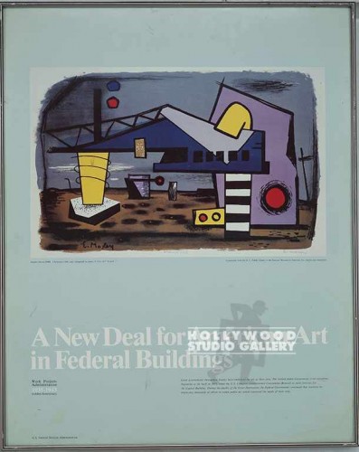 30x24Federal Bldg Art Slvr Mtl Frm