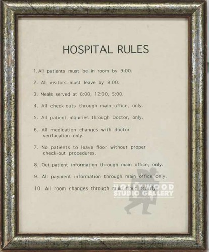 11x9 Hospital Rules Brwn Frm