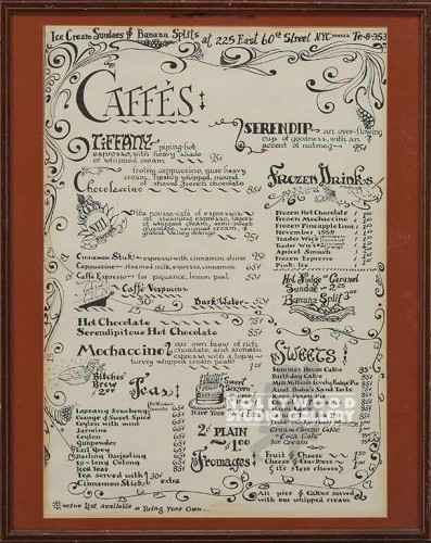21x17 60`s-70`s Coffee/Dessert Menu