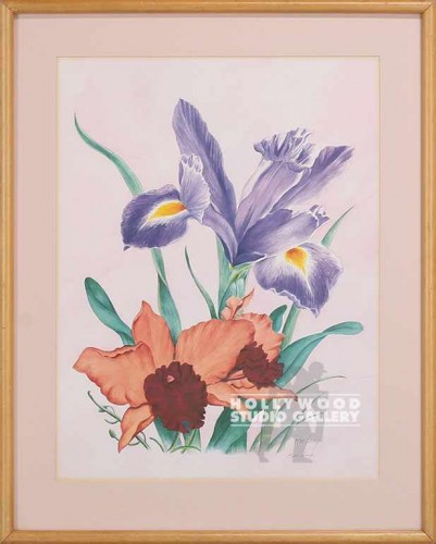 30x24 Wong Orchid Print/Blond Frame