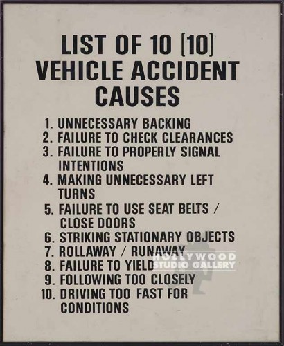 22x18 LIST OF VEHICLE ACCIDENTS/blk
