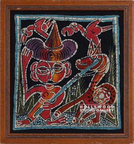 19x18 Batik/Native/Animals/Blu Bkgr