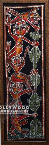 53x18 Batik/Stackd Figures/Blu Bkgr