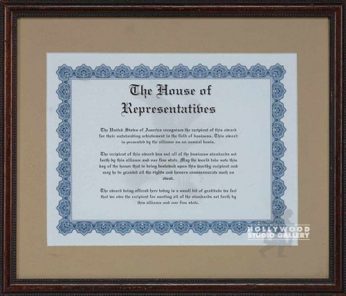 13X15 HOUSE OF REP./AWARD/BRWN FRM