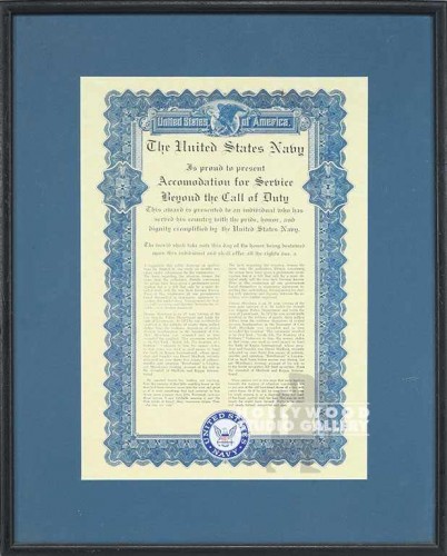 22X17 US NAVY/FRAMED CERTIFICATE