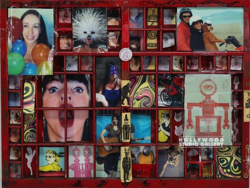 17X22 RED WOODEN/COLLAGE
