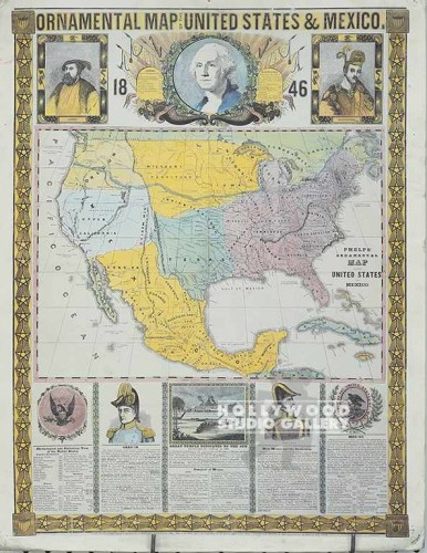 26X20 ORNA.MAP-US&MEX-MOUNTED
