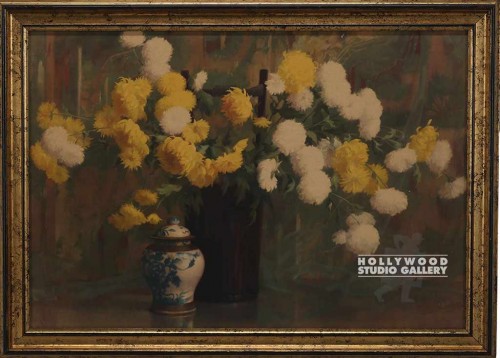 26X36 VINTAGE FLORAL-WHT/YEL. MUMS