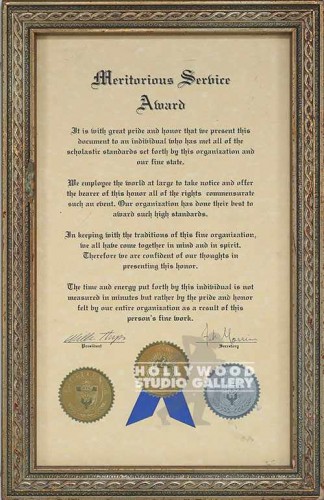 16X10 MERITORIOUS SERVICE AWRD/GLD