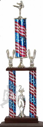 30 KARATE TROPHY RED WHITE BLUE