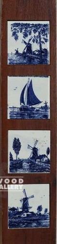 11x3 4Blue-White Windmill Tile/Frmd
