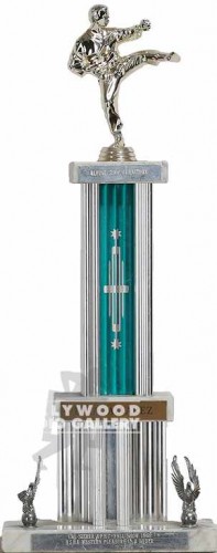 21" KARATE TROPHY/GRN&SILVER