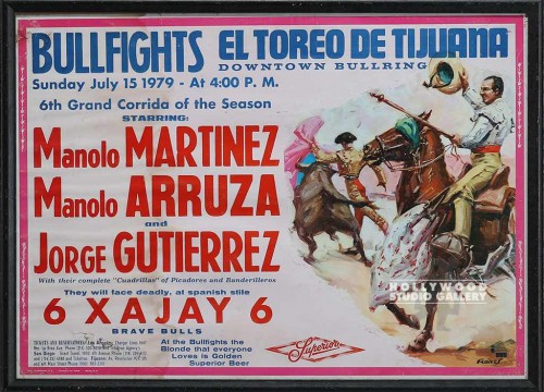 19x25 Bullfighting Poster/Black Frm