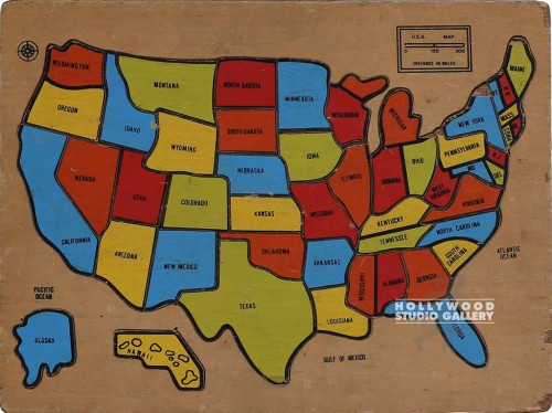 12x16 Kiddie Wooden Puzzle/U.S. Map