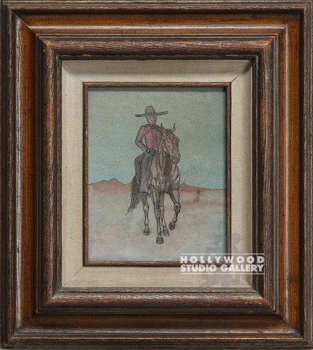 19X17 WATERCOLOR COWBOY / WOOD FRM