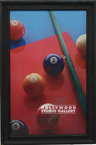 37x24 Green Pools Cue/Balls/Red BKG