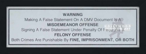6X16 DMV FALSE STATEMENT SIGN/BLACK