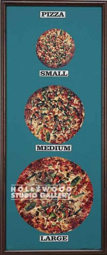 42x18 Vertical 3 Pizza Poster/Frmed
