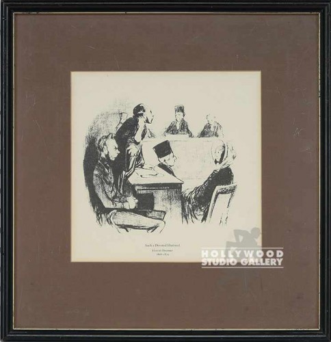 17x17 DAUMIER ETCHING/COURTROOM/BLK