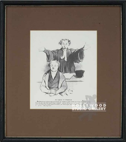 17x15 DAUMIER ETCHING/COURTROOM/BLK