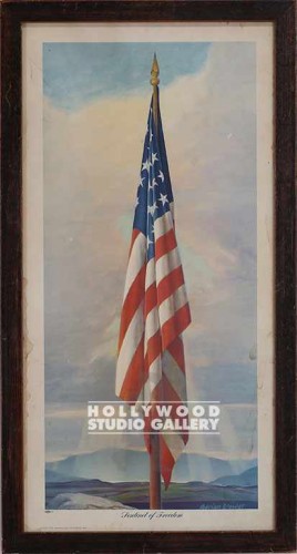 24X12 U.S. FLAG PRINT/40`S/BRWN FRM